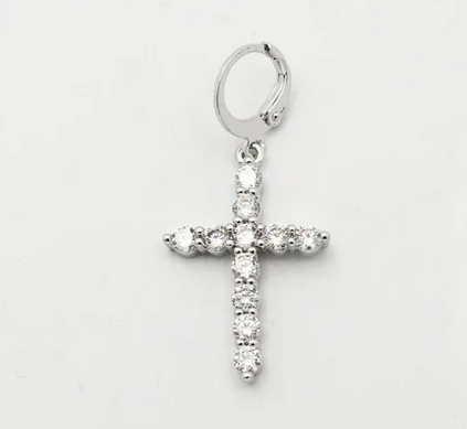 Treasure Jewels Crystal Cross Charm Silver