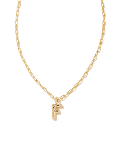 Kendra Scott Crystal Letter F Necklace Gold