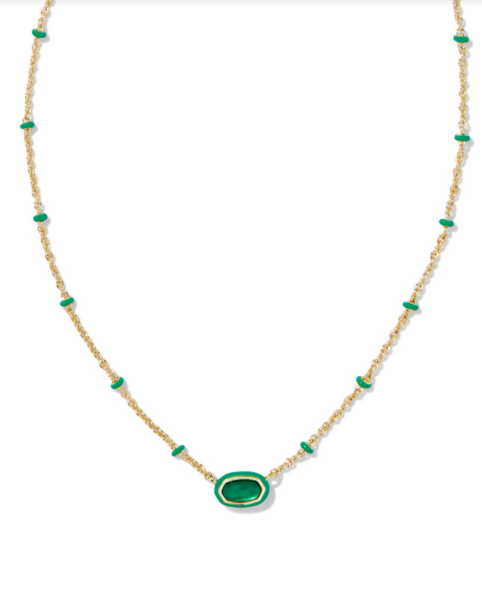 Kendra Scott Mini Elisa Enamel Frame Pendant Gold Emerald Illusion