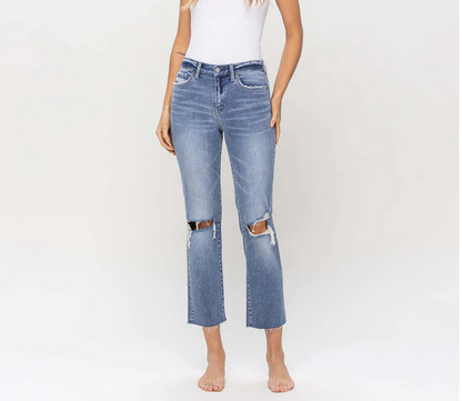 High Rise Distressed Straight Leg Doubtless Denim