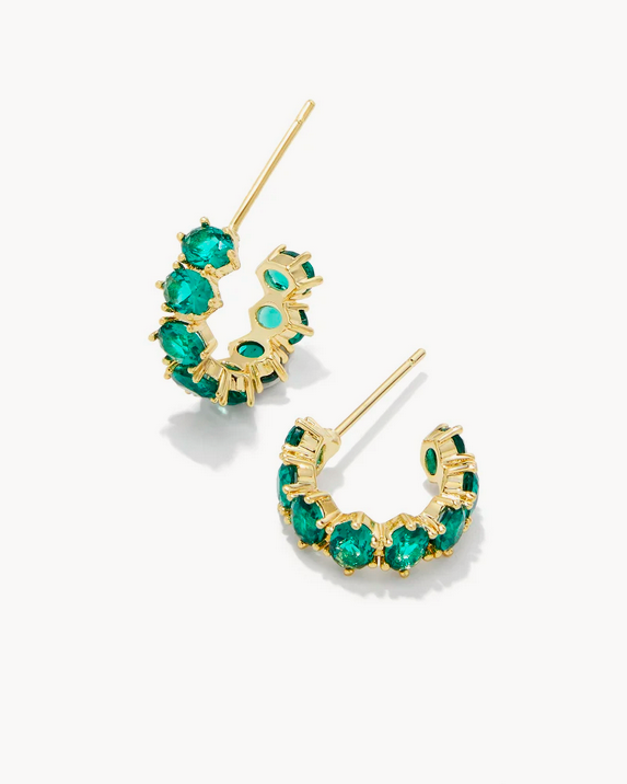 Kendra Scott Cailin Crystal Huggie Earring Gold - Green