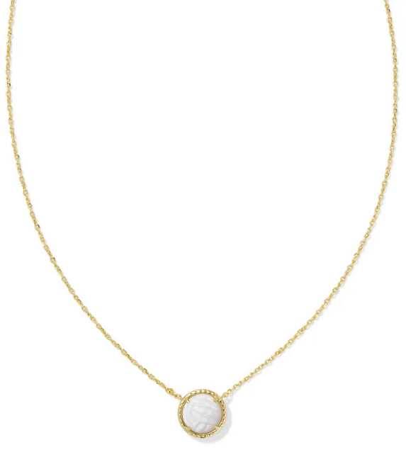 Kendra Scott Volleyball Pendant Neckalce Gold White Mother of Pearl