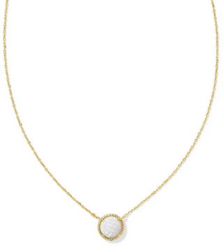Kendra Scott Volleyball Pendant Neckalce Gold White Mother of Pearl
