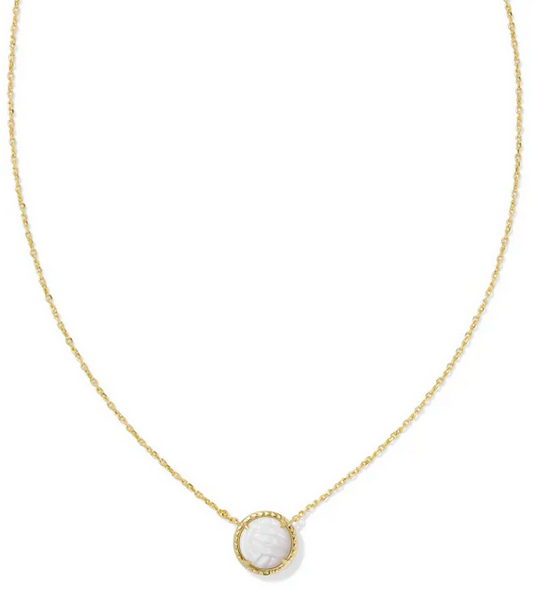 Kendra Scott Volleyball Pendant Neckalce Gold White Mother of Pearl