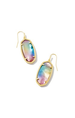 Kendra Scott Gold Elle Earring Yellow Watercolor Illusion