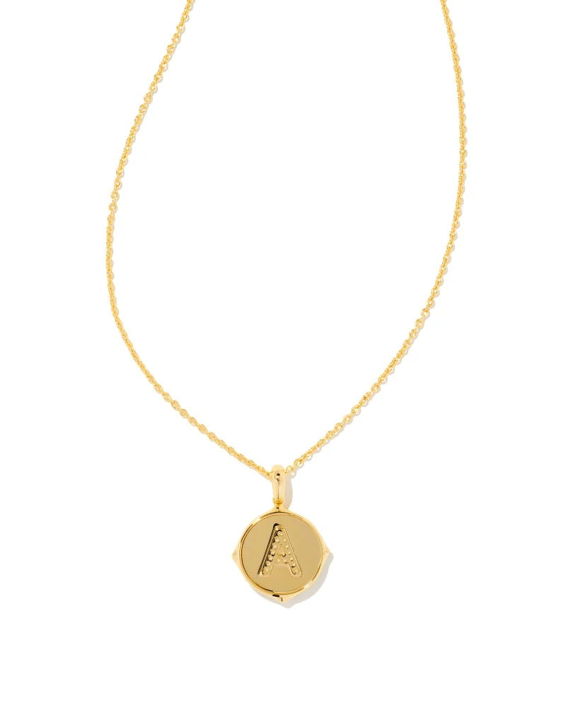 Kendra Scott Letter Disc Necklace Gold Irr Abalone