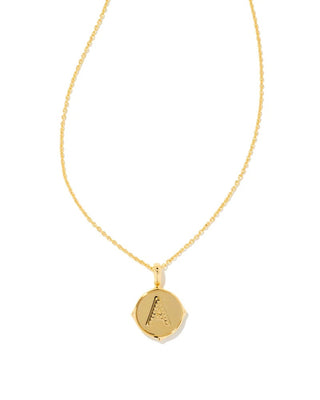 Kendra Scott Letter Disc Necklace Gold Irr Abalone
