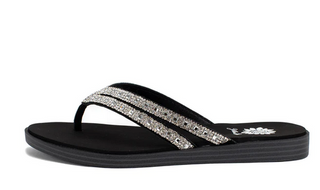 Yellow Box Dalia in Clear Crystal Black Flip Flop