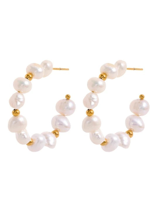 HJane Gold Pearl Becky Hoops