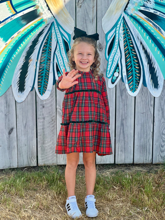 Kids Tartan Tiered Dress