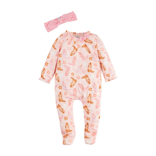 Pink Cowgirl Print Sleeper Set