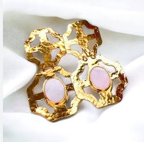 Treasure Jewels Stacey Light Pink Stone Earrings