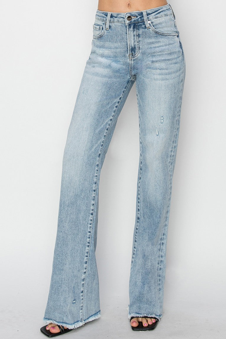 Risen High Rise Long Straight Denim