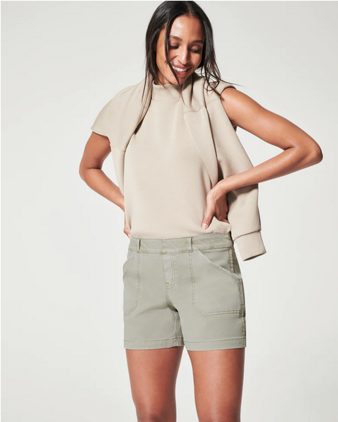 Spanx 4in Twill Short Olive Oil