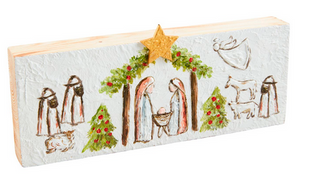Long Painted Nativity Plaque