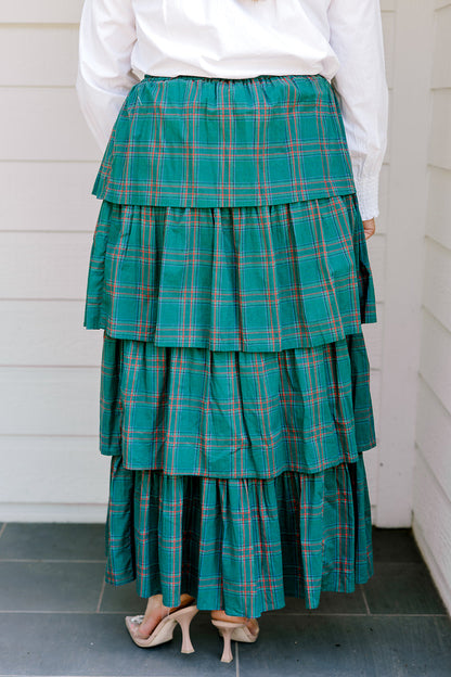 Layerz Riley Green Plaid Ruffle Skirt