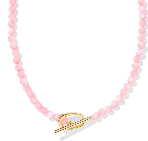 Kendra Scott Sylvia Strand Necklace Gold Pink Chalcedony