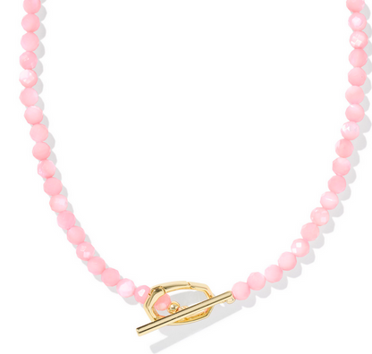 Kendra Scott Sylvia Strand Necklace Gold Pink Chalcedony