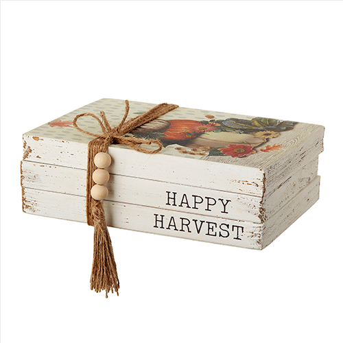 12.5" HAPPY HARVEST FAUX BOOK STACK