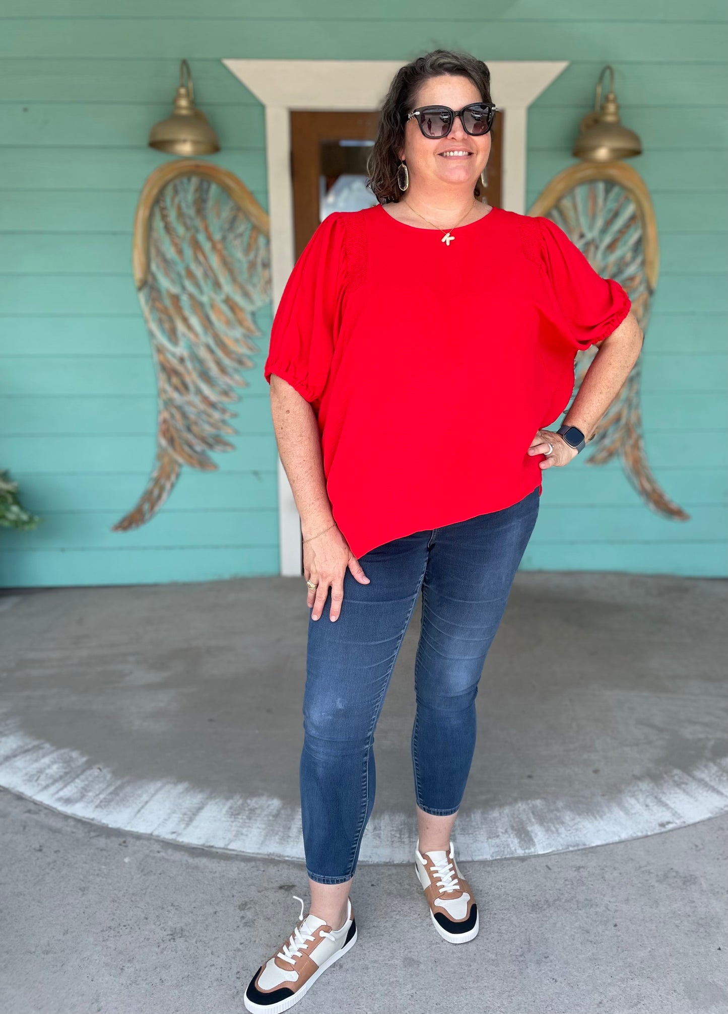 Tomato Red Puff Sleeve + Top