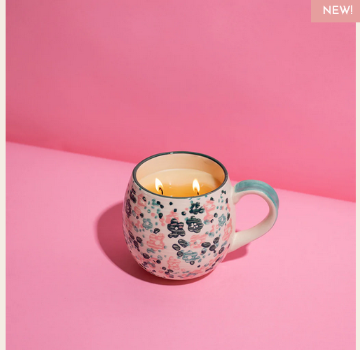 Sweet Grace #49 Green Pink Floral Mug Candle