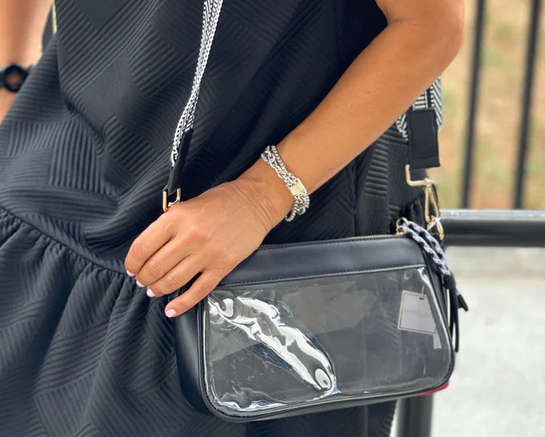 Black 2 Way Clear Spectator Shoulder Bag