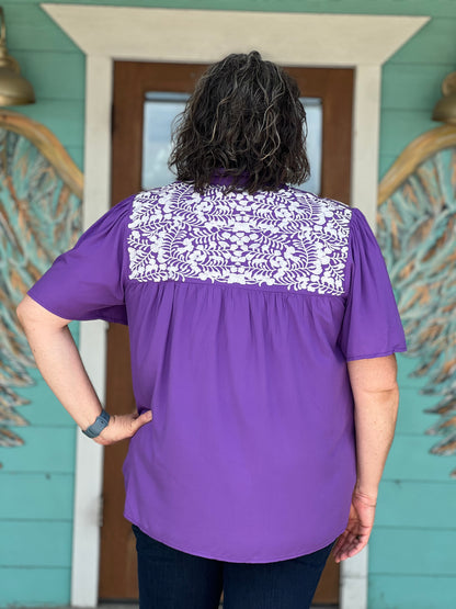 Purple Rudder Embroidered Top