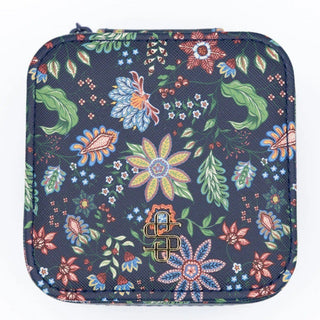 Navy Floral Square Jewelry Box