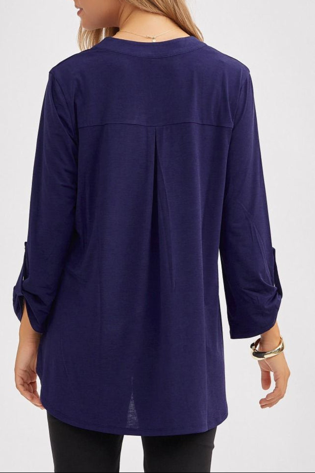 Lizzy Navy 3/4 Sleeve Top