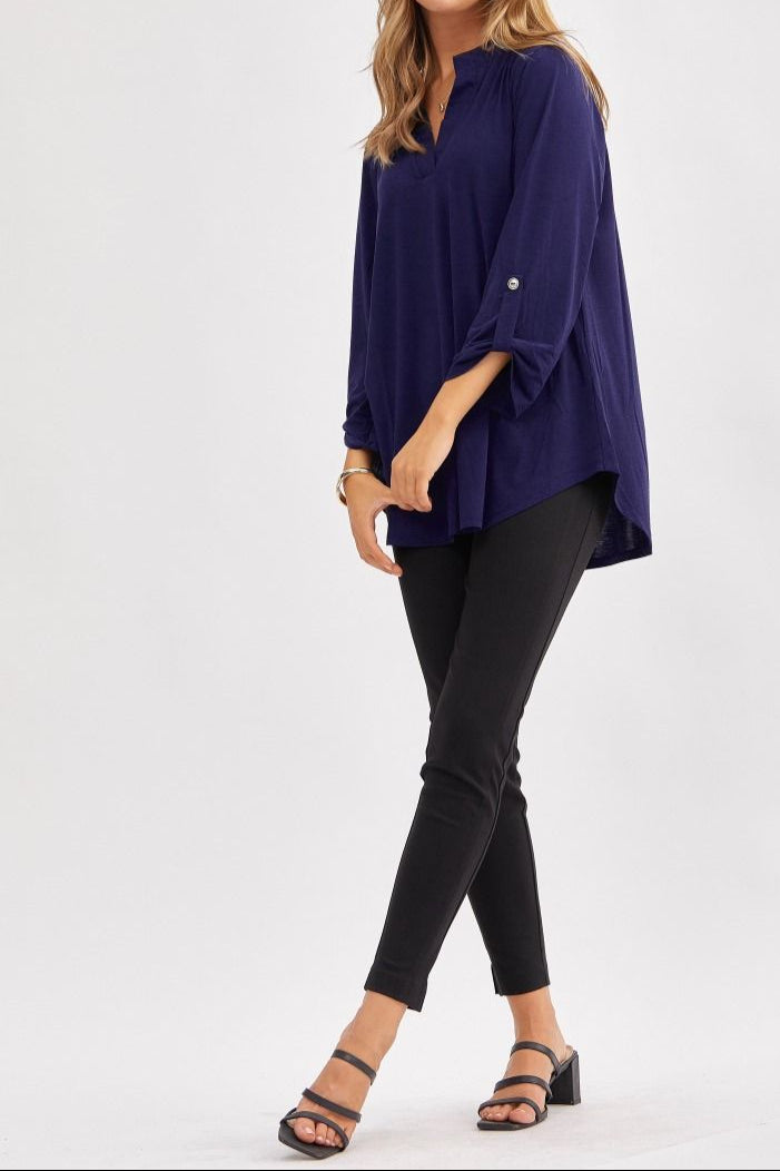 Lizzy Navy 3/4 Sleeve Top