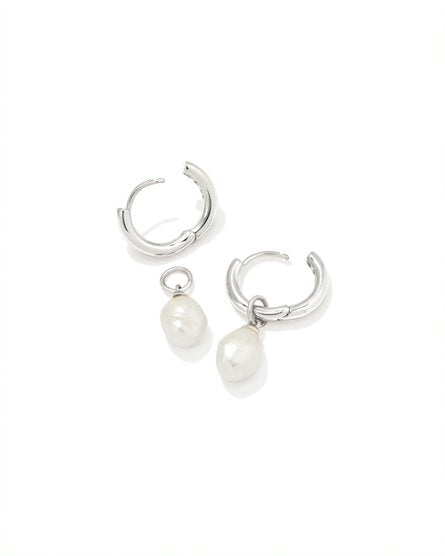 Kendra Scott Willa Huggie Ear Silver White Pearl