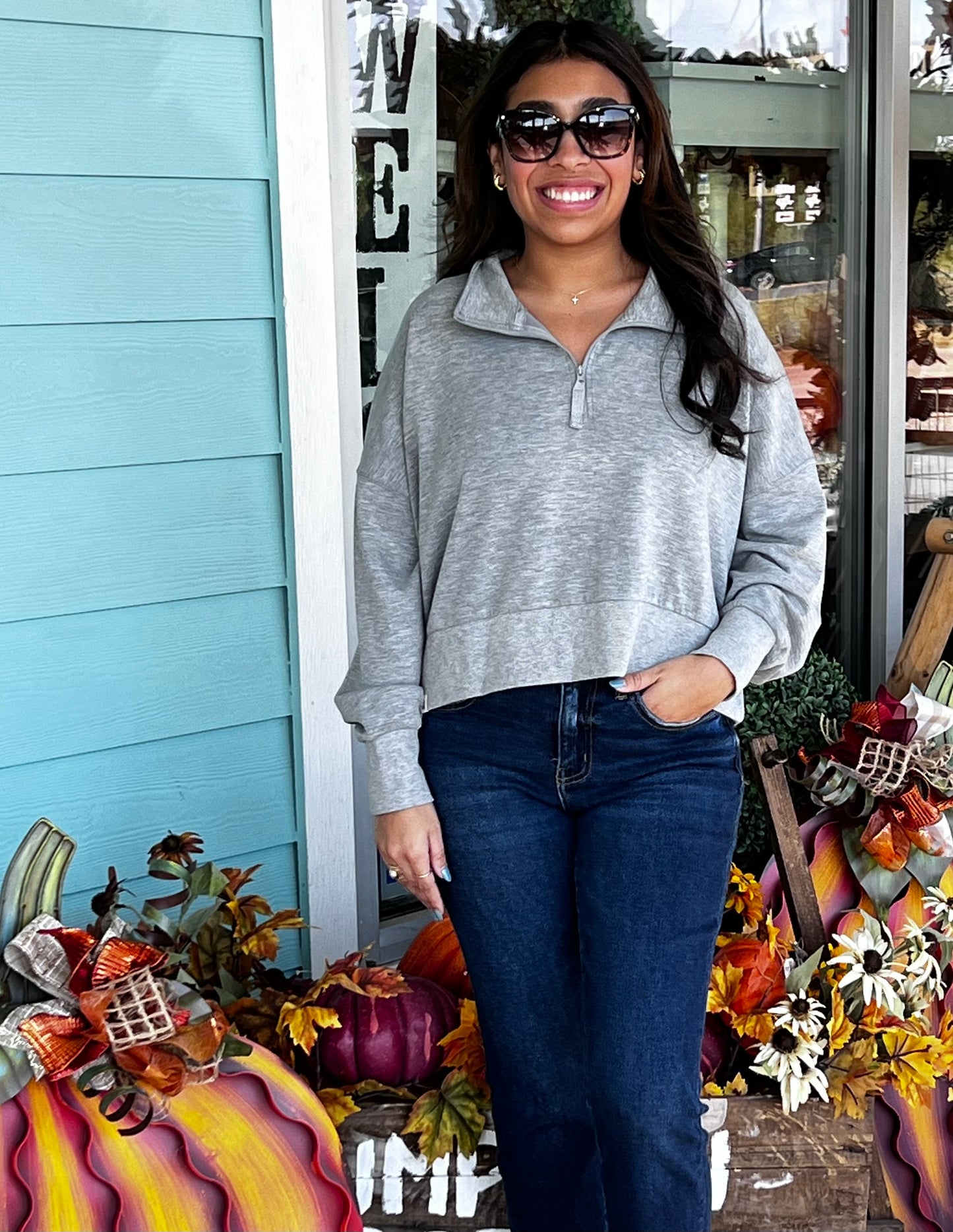 Heather Grey Quarter Zip Pullover