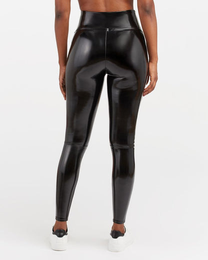 Spanx Faux Patent Leather Leggings Classic Black