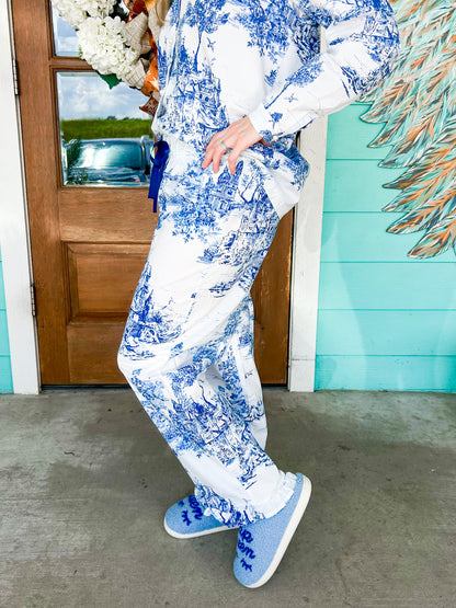 Colette Blue Toile PJ Pants