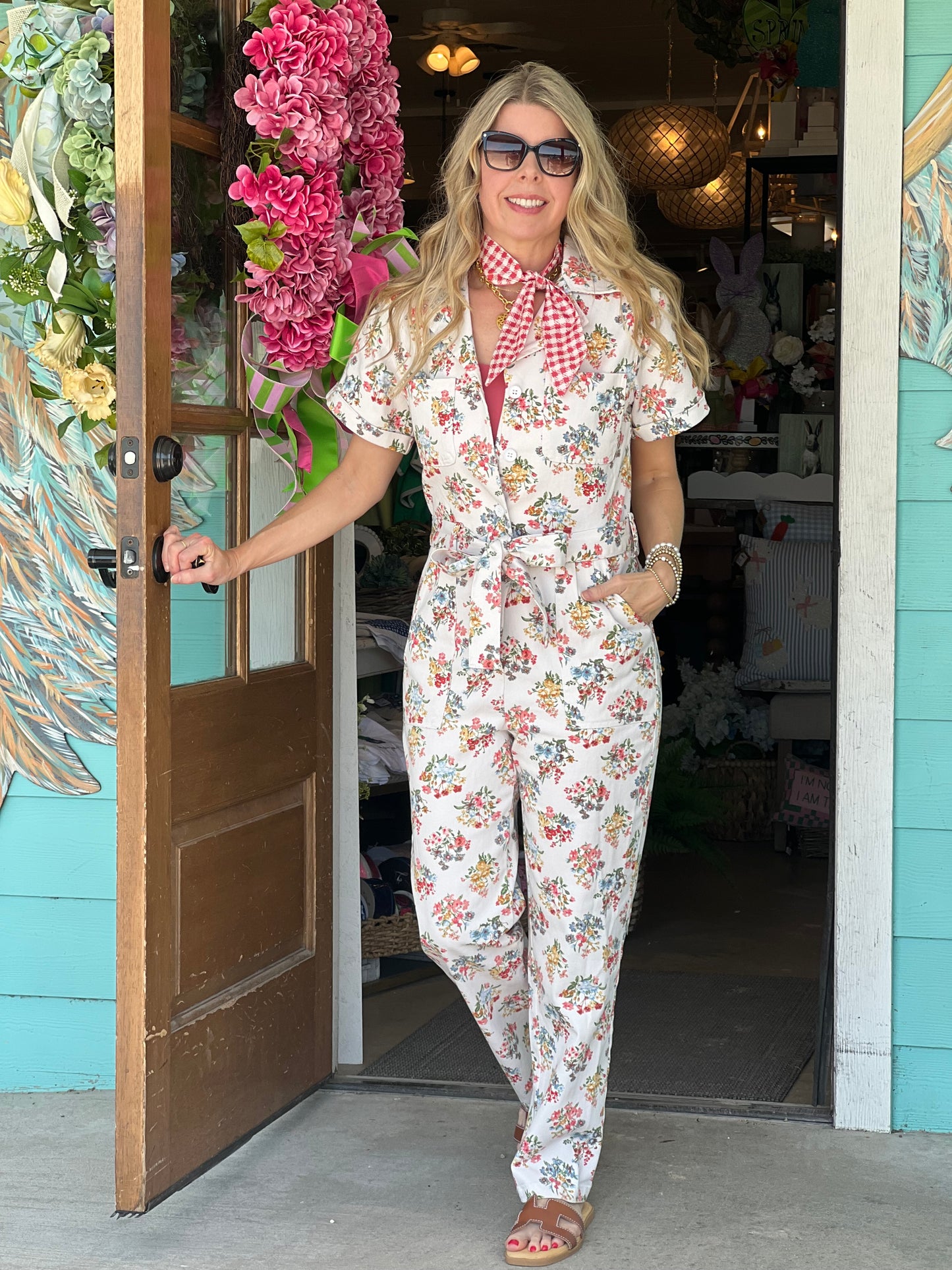 Ivory Floral Print Jumpsuit