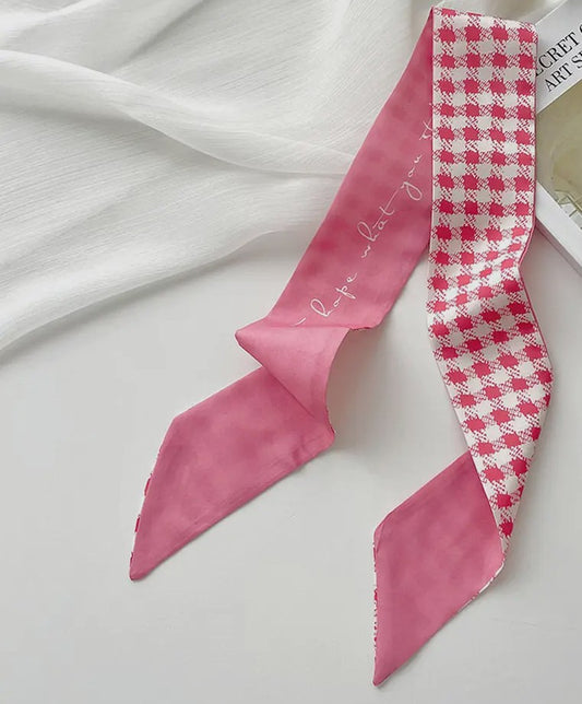 Pink Gingham Twilly Scarf