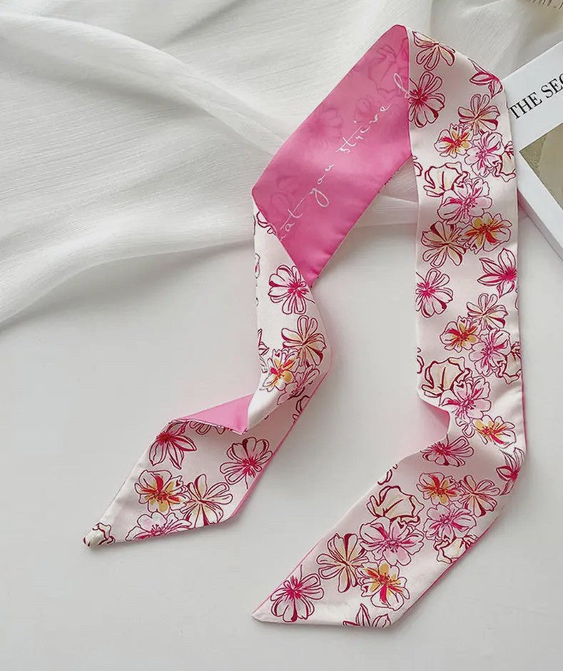 Pink Floral Twilly Scarf