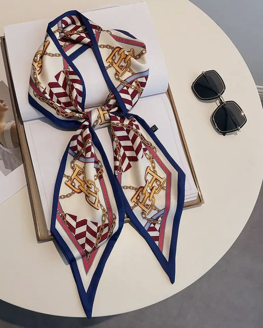 Navy Rope Pattern Twilly Scarf