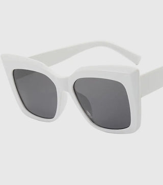 Big Frame Cat Eye White Grey Sunglasses