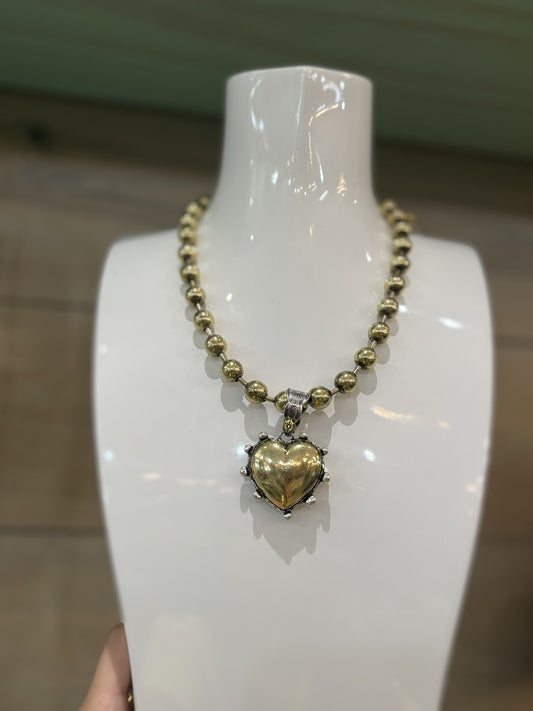 Heart 2 Tone Beaded Necklace