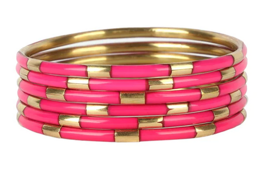 BudhaGirl Pink Veda Bangles - Set of 6