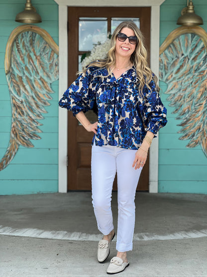 Blue Floral Whitney Top