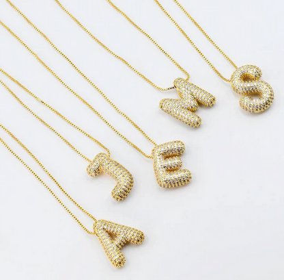 Treasure Jewels Gold Crystal Balloon Necklace Initials