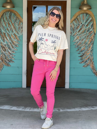 The Travel Hot Pink Crop Pant