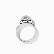 Brighton Pebble Dot Pearl Wide Band Ring - Silver-Pearl, 10