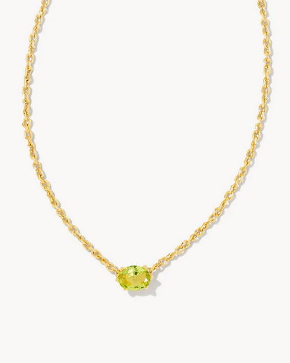 Kendra Scott Cailin Necklace Peridot Crystal on Gold (AUG.)