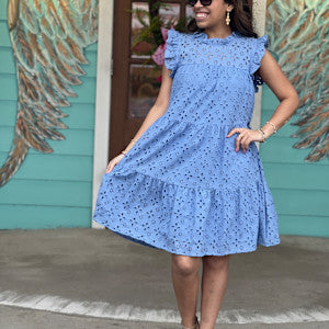 Periwinkle Eyelet Dress