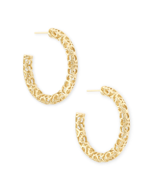 Kendra Scott Maggie Gold Filigree Hoops- 1.5"