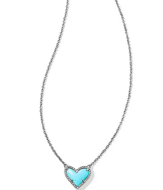 Kendra Scott Ari Heart Short Necklace Rhod Turq