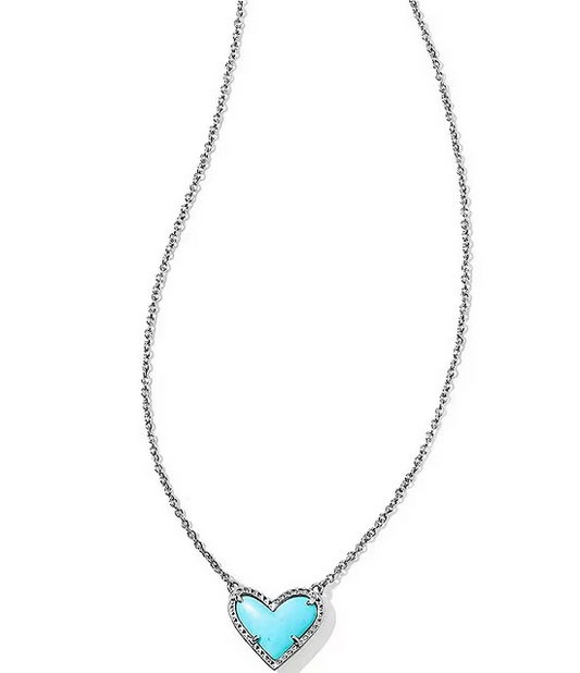 Kendra Scott Ari Heart Short Necklace Rhod Turq